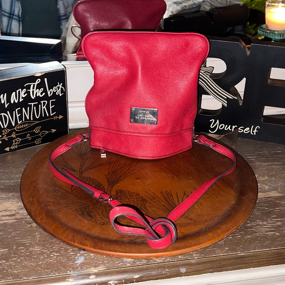 Chic Red Leather Backpack